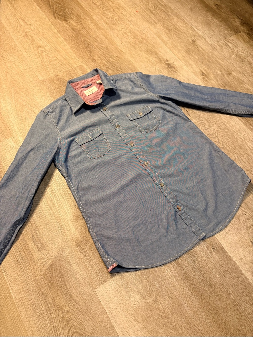 Weatherproof Vintage Blue Button Up Shirt Size Medium Plaid Lining Casual Fall - Picture 3 of 6